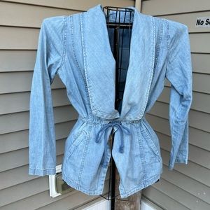 Max Jeans Jean Jackets light coat blue with tie string small S great shape